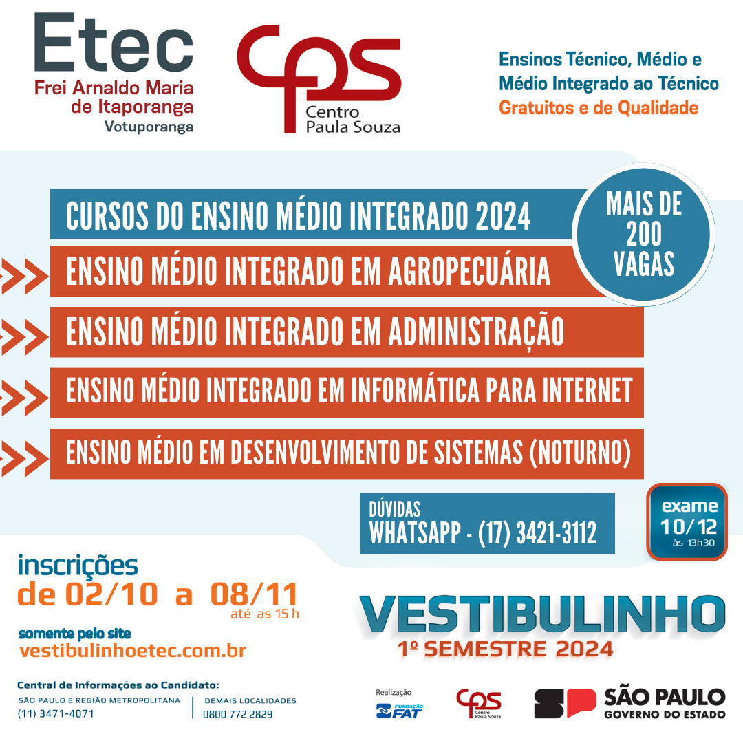 Etec de Rio Preto oferece aulão para candidatos ao Vestibulinho